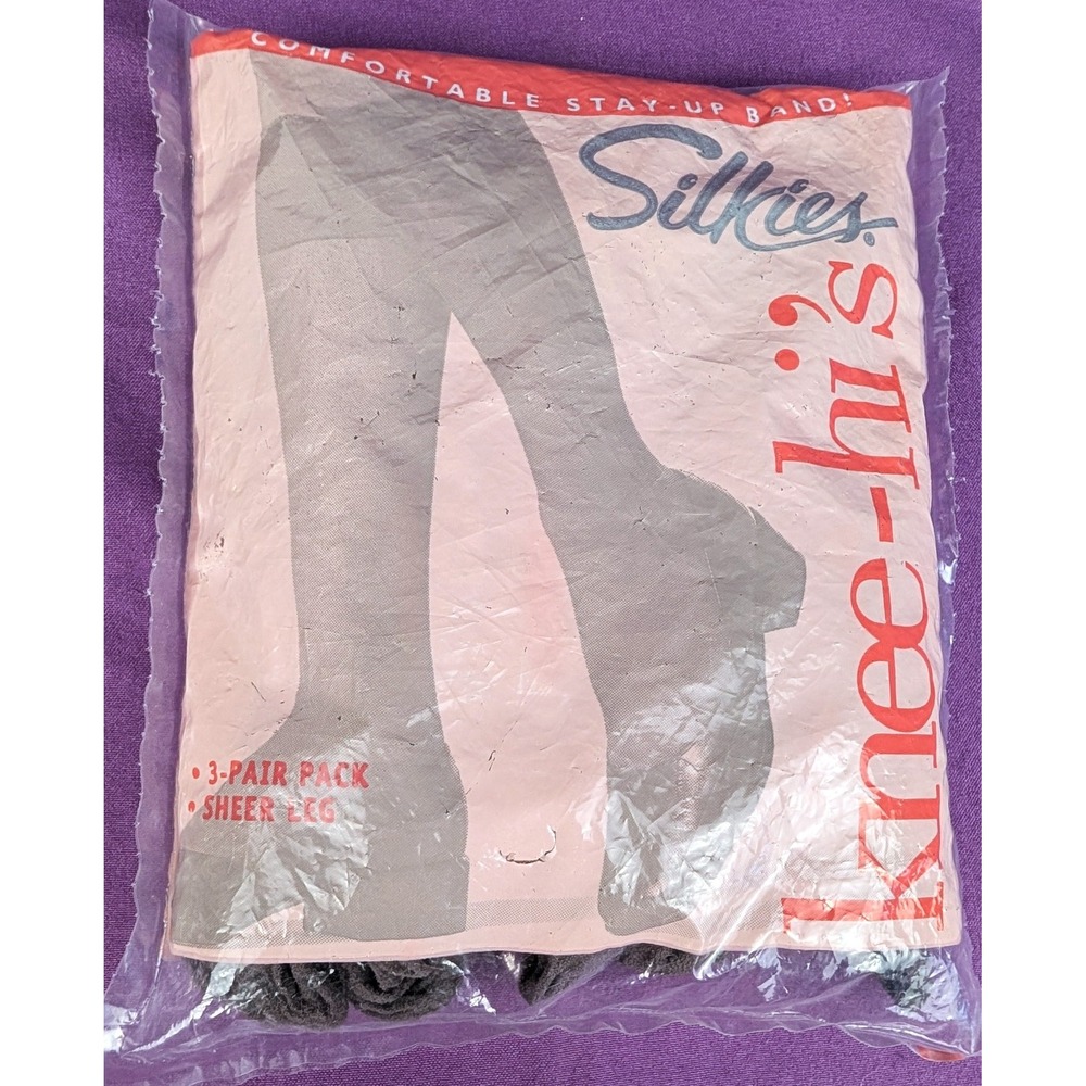 Silkies Knee Hi's Taupe 3 Pair Pack 001005 Made In USA 2003
